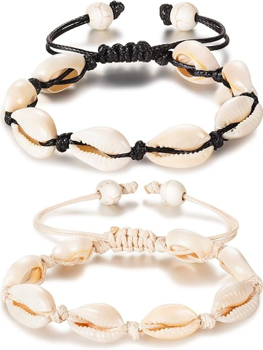 meekoo 2 Pieces Natural Shell Anklet Bracelet Handmade Beach Foot Jewelry Adjustable Boho Beaded ... | Amazon (US)