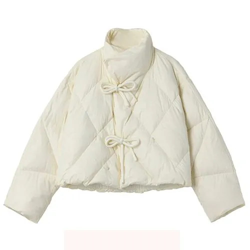 Fatankora - Stand Collar Bow Button Puffer Jacket | YesStyle Global
