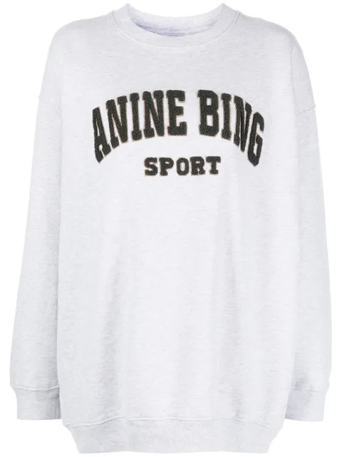 ANINE BING logo-patch Tyler Sweatshirt - Farfetch | Farfetch Global