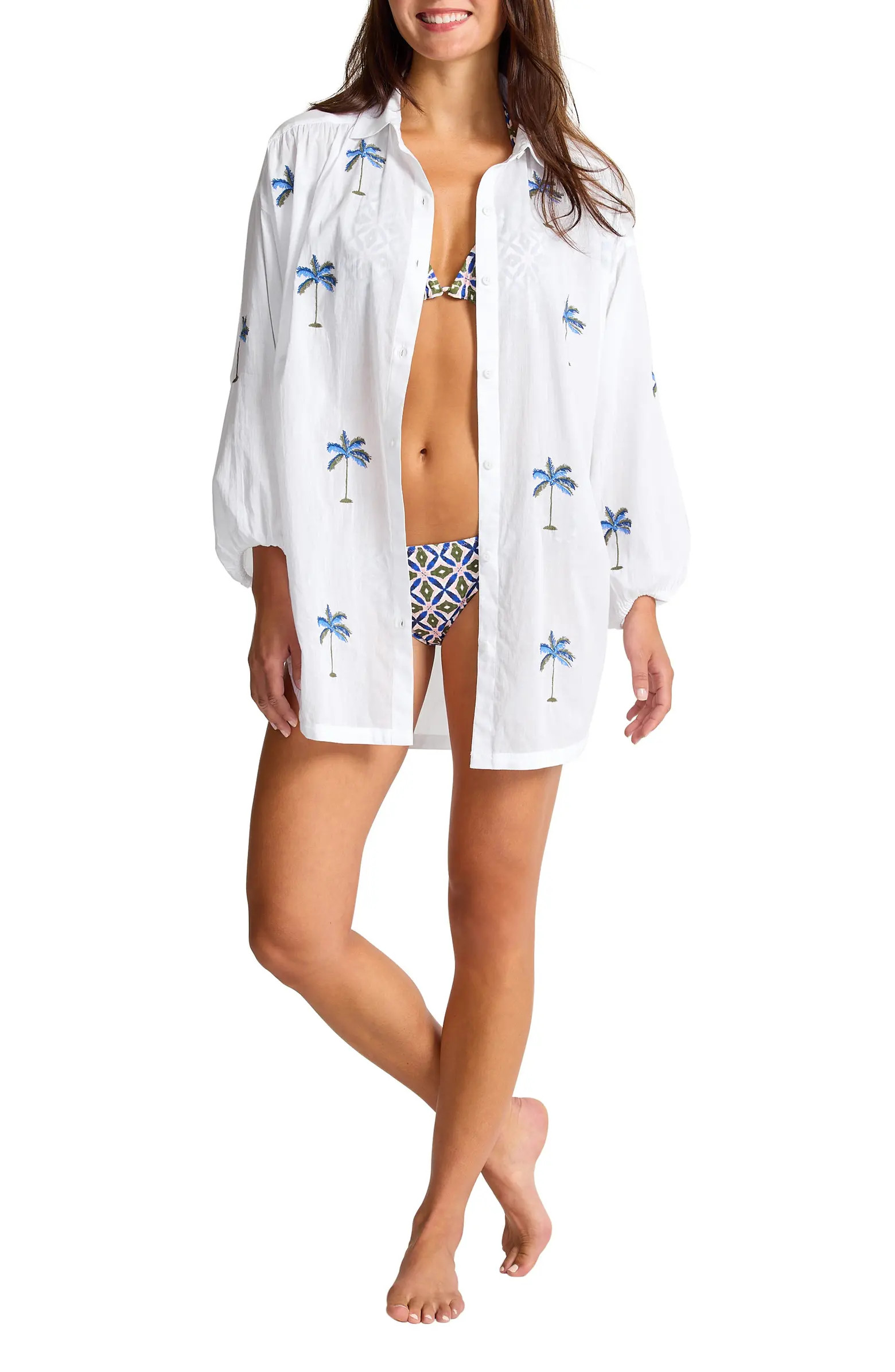 Catalina Coast Palm Cover-Up Shirt | Nordstrom