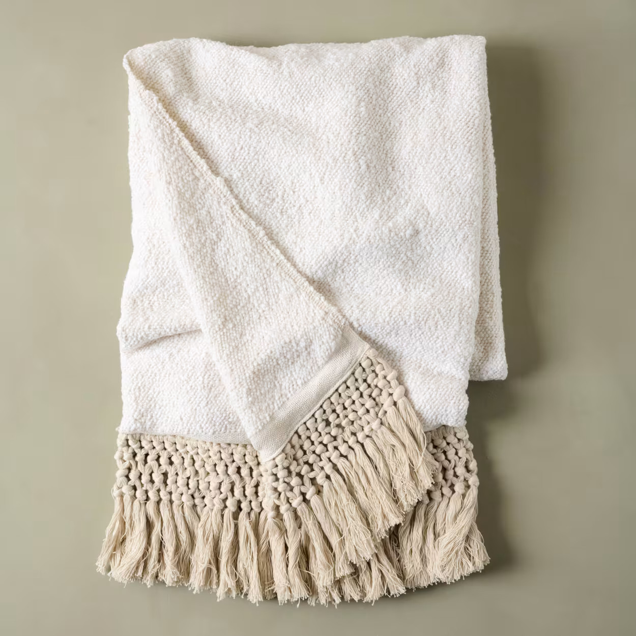 Antique White Essential Tassel Throw | Magnolia