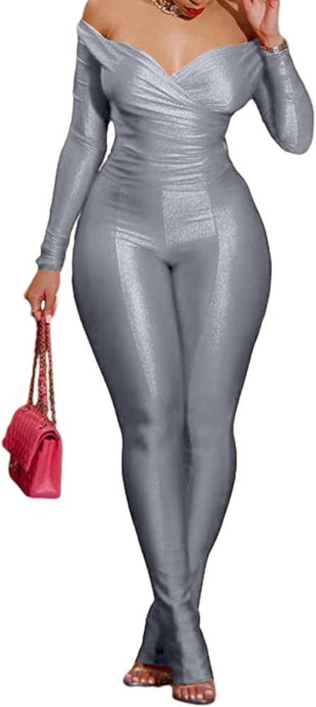 PRIVIMIX 2 Piece Sets for Women Sexy Off Shoulder Tops Bodycon High Waist Flared Pants Club Outfi... | Amazon (US)