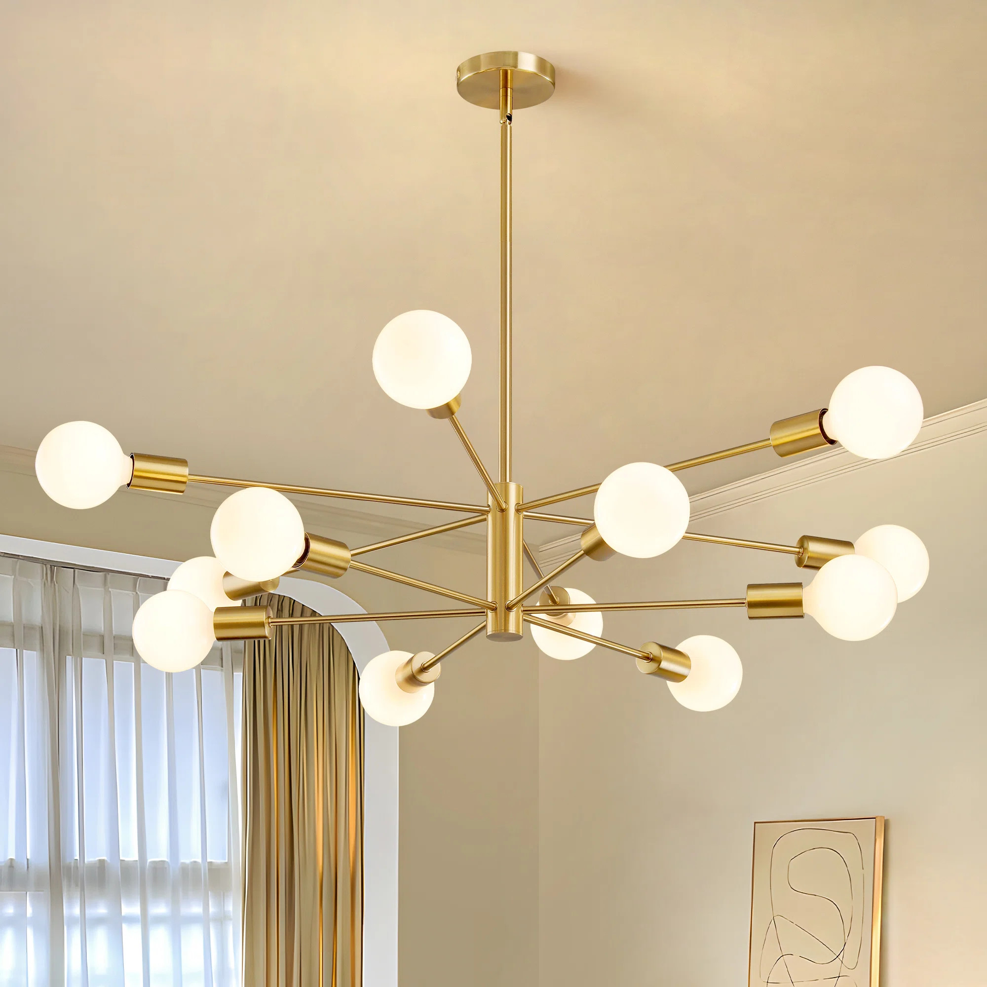 George Oliver Modern Sputnik Chandelier, George Oliver 12-light Black And Gold Chandelier,mid Cen... | Wayfair North America