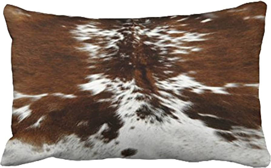 Leaveland Throw Pillowcase 12 x 20 Tri Color Brown Cowhide Print Throw Pillow Cover | Amazon (US)
