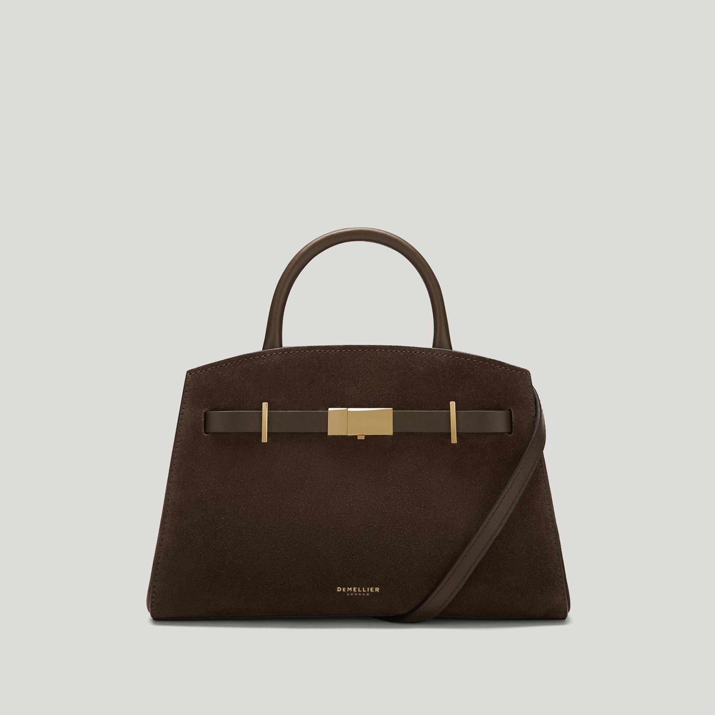 DeMellier The Small Hudson in Mocha Suede & Mocha Smooth Leather Crossbody bag | DeMellier