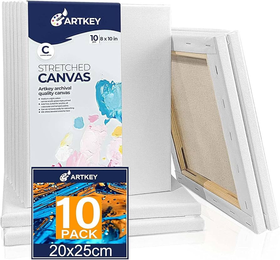 Artkey Canvases for Painting 8 x 10 Inch 10 - Pack, 5/8" Profile Stretched Canvas - 10 oz Primed,... | Amazon (US)