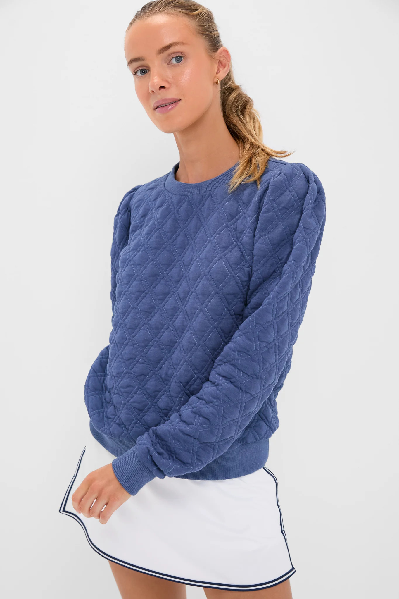 Indigo Puff Sleeve Quilted Stretch Campbell Pullover | Tuckernuck (US)