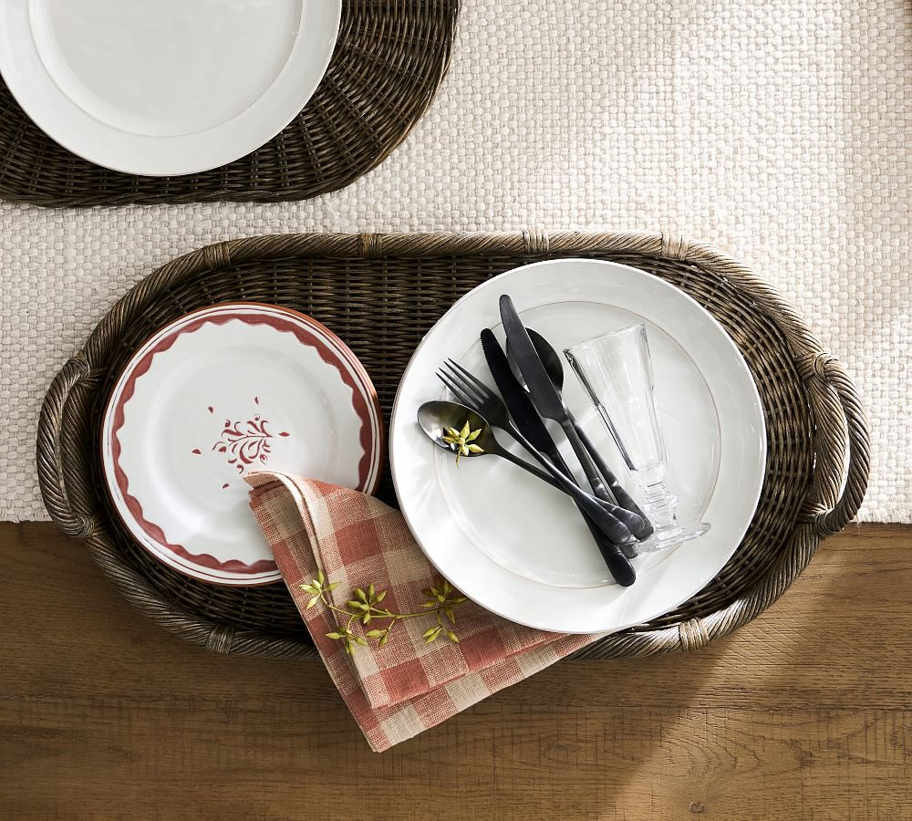 Handwoven Wicker Oval Serving Tray | Pottery Barn (US)