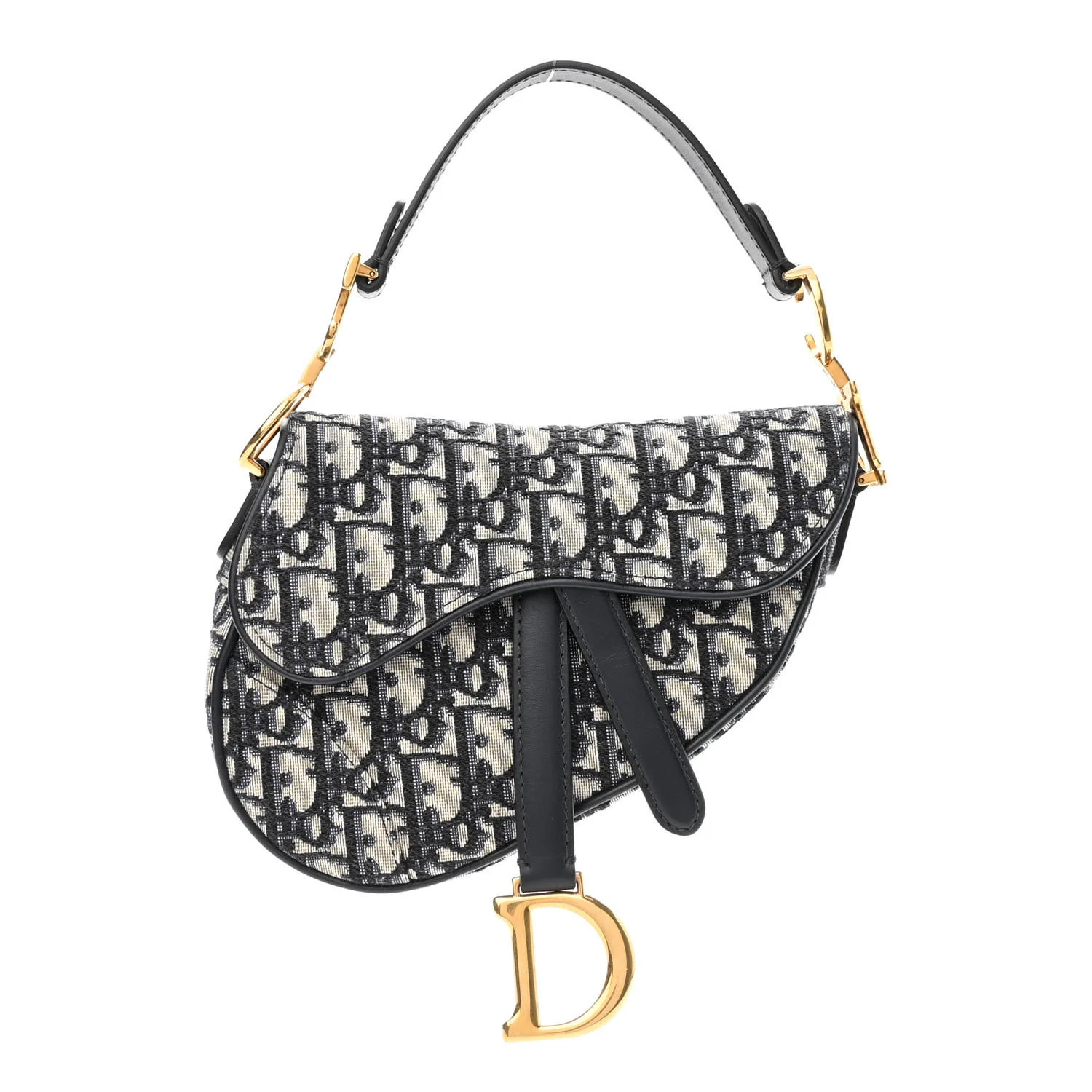 CHRISTIAN DIOR Oblique Mini Saddle Bag Blue | FASHIONPHILE (US)