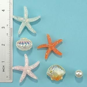 Ocean Theme Shoe Charms Set \u2013 Starfish and Seashell Resin Charms with Pearls, Beach Style Ac... | Amazon (US)