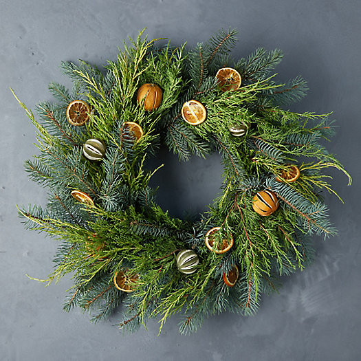Fresh Evergreen + Dried Citrus Wreath | Terrain