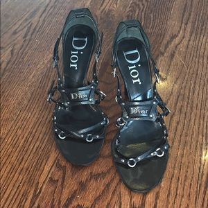 VINTAGE Dior Black Logo Bondage Kitten Heels | Poshmark