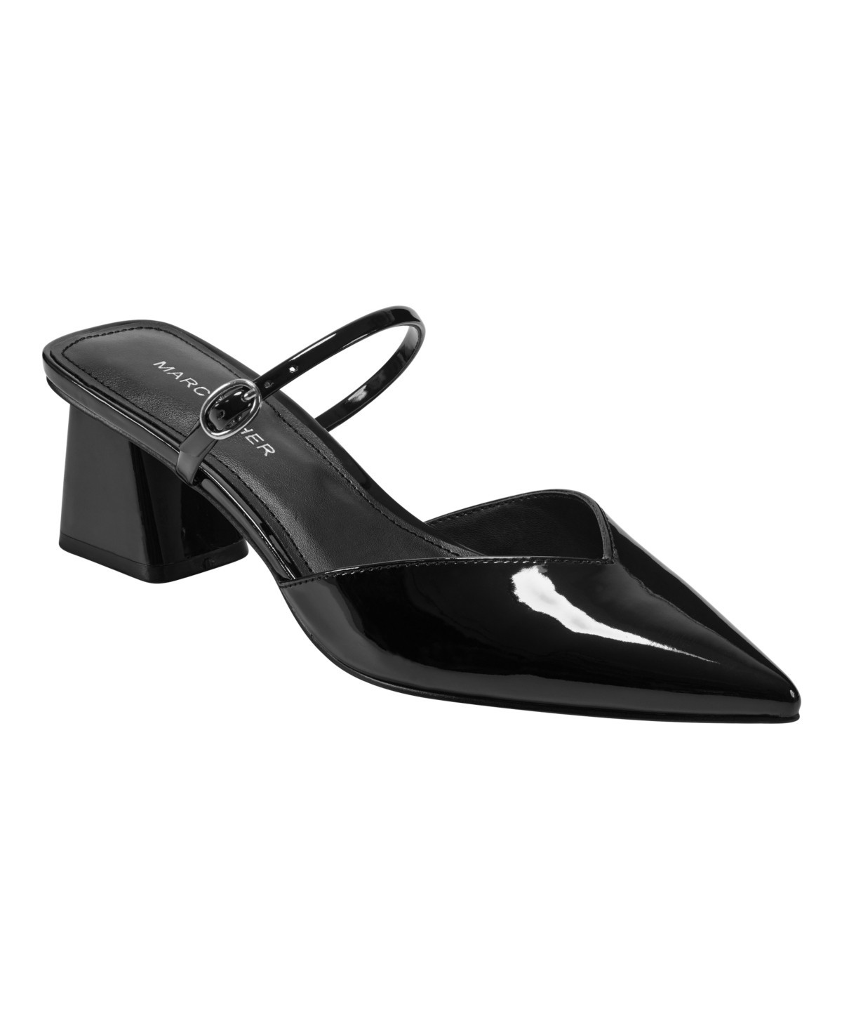 Marc Fisher Women's Lakey Pointy Toe Block Heel Dress Pumps - Black Patent | Macy's