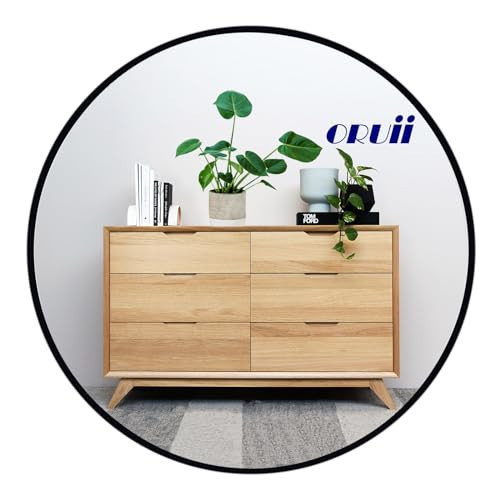 Oruii Round Mirror, Black Round Mirror 22 inch, Circle Wall Mounted Mirrors for Bathroom, Living Room, Bedroom, Vanity, Entryway, Hallway. | Amazon (US)
