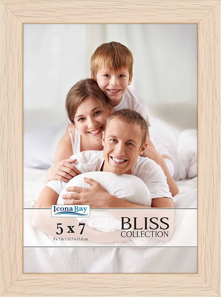 Icona Bay 5x7 Light Oak Picture Frame, Modern Style Wood Composite Frame, Table Top or Wall Mount... | Amazon (US)