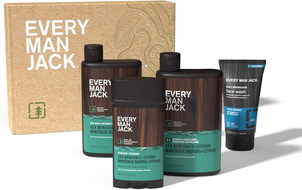 Every Man Jack Men’s Sea Minerals + Citron Bath and Body Gift Set - Clean Ingredients & Sea Min... | Amazon (US)