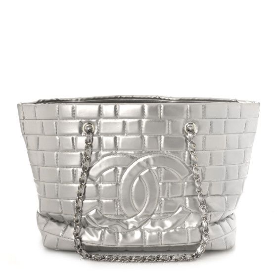 Vinyl Quilted Frozen Shopping Tote Silver | FASHIONPHILE (US)