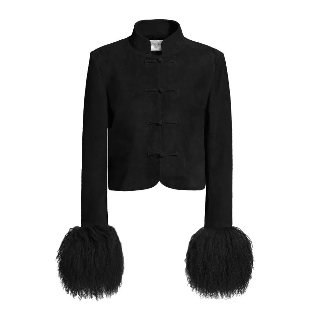 Leighton Shearling Trim Suede Jacket | Susanna Chow