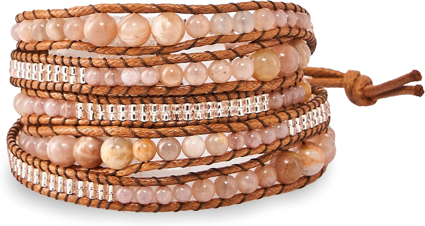 G2F Handmade Boho Bracelets for Women - Natural Stone Bead Bracelet Stack, Bohemian Wrap Bracelets f | Amazon (US)