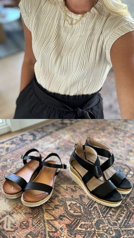 Need a few more dressy tops? The detail on this top is beautiful, soft and comes in tons of colors! On sale under $15!!🥳
@walmartfashion

Neutral sandals are the best to pare with any summer outfit this summer!!  I love that both of these sandals are neutral with the black/white/beige color palette!

#summerfinds #walmartfashion #walmartpartner #walmartfinds #summersandals 