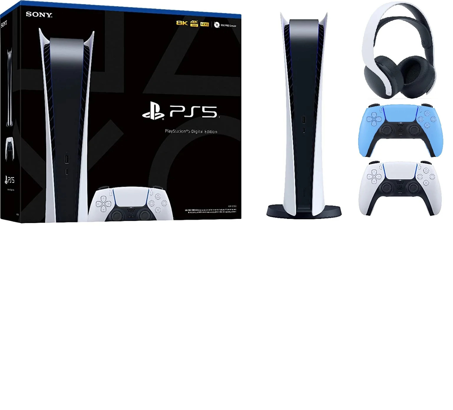 PlayStation 5 Digital Edition with PS5 Starlight Blue DualSense Controller W/ Pulse Headset Limit... | Walmart (US)
