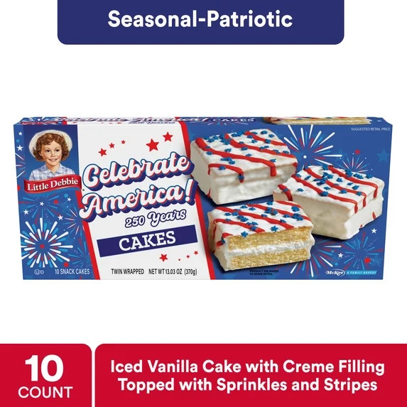 Little Debbie Red, White & Blue Vanilla Cakes, 13.03 oz (10 count) | Walmart (US)