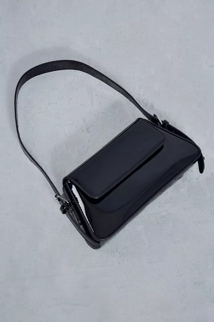 Fold Over High Shine Shoulder Bag | Boohoo.com (UK & IE)