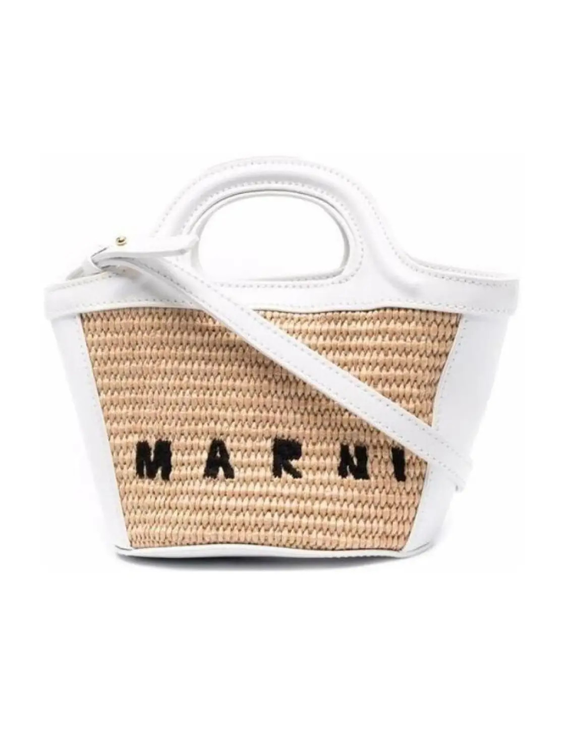 TROPICALIA micro bag in white leather and raffia | Senser US