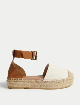 Leather Ankle Strap Flatform Espadrilles | Marks and Spencer US