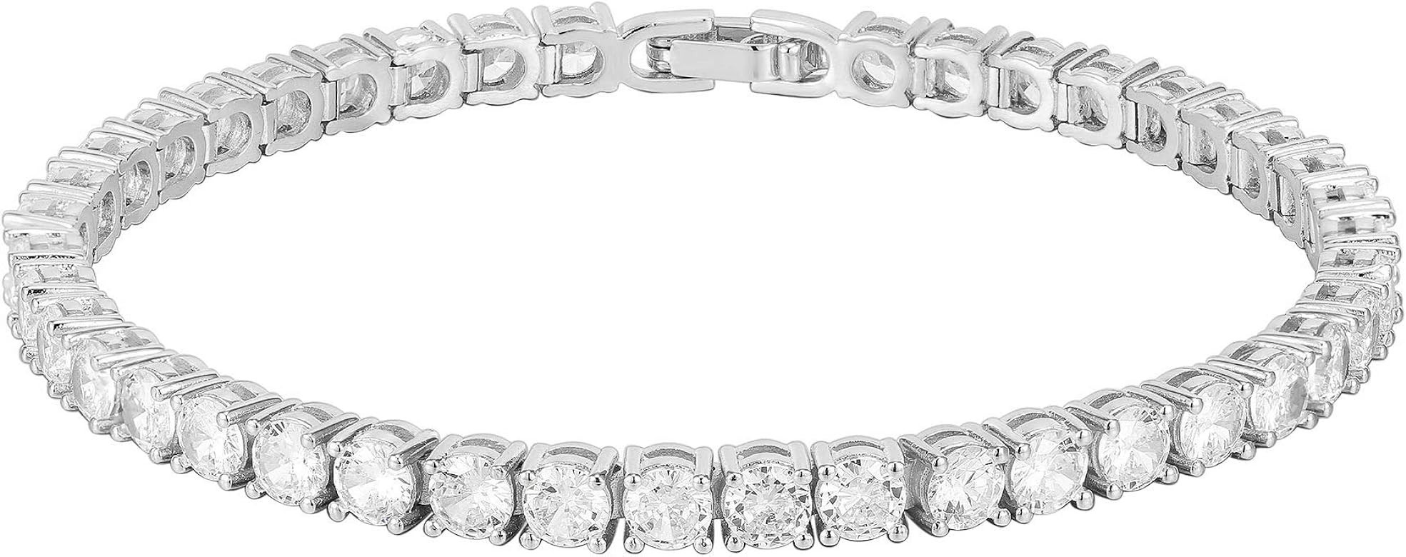 PAVOI 14K Gold Plated Cubic Zirconia Classic Tennis Bracelet | Gold Bracelets for Women | 4mm CZ,... | Amazon (US)