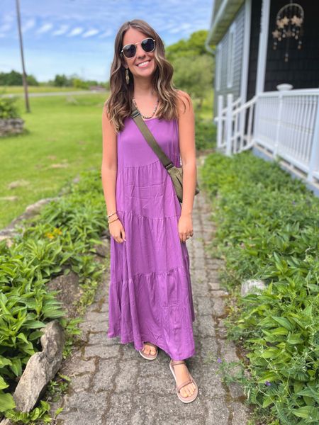 Wearing a size small in this dress in size small. My teva sandals are the brown leather ones in the acorn color. Love this necklace and this bag too!

#LTKStyleTip #LTKFindsUnder100 #LTKFindsUnder50