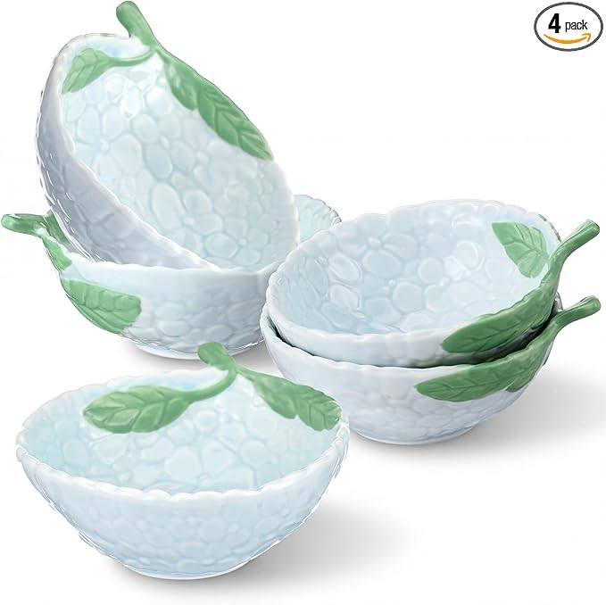 LemonRoad 4 Pcs Hydrangea Bowls Set Ceramic Floral Ramekins Dinnerware Spring Summer Tableware Ap... | Amazon (US)