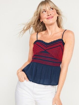 Embroidered Smocked Cami Blouse for Women | Old Navy (US)