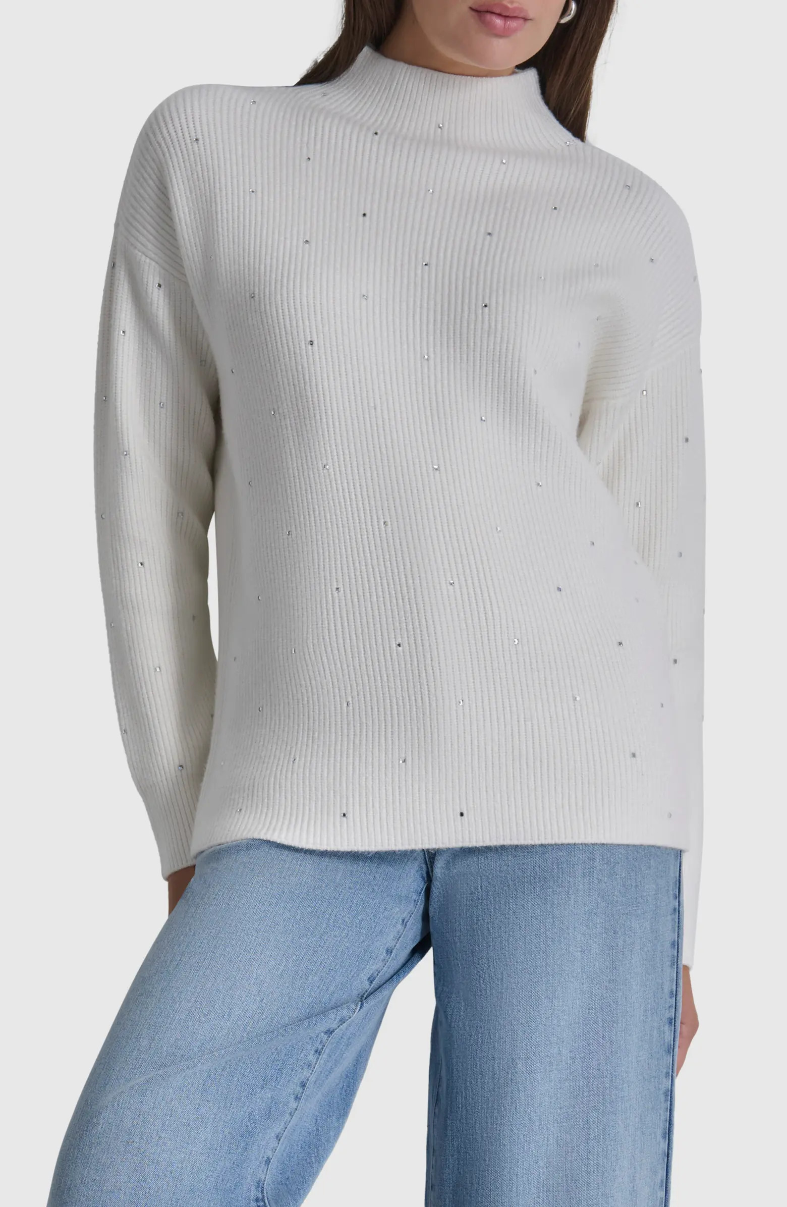DKNY Jeans Studded Mock Neck Sweater | Nordstromrack | Nordstrom Rack