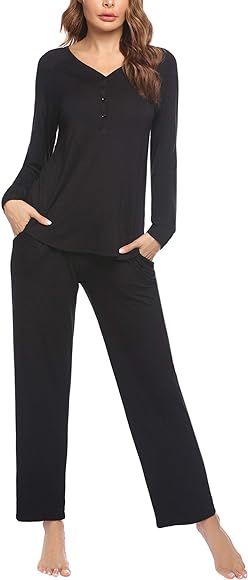 Ekouaer Womens Pajamas Long Sleeve Loungewear Two-piece Sleepwear Set Button-Down Pj Set S-XXL | Amazon (US)