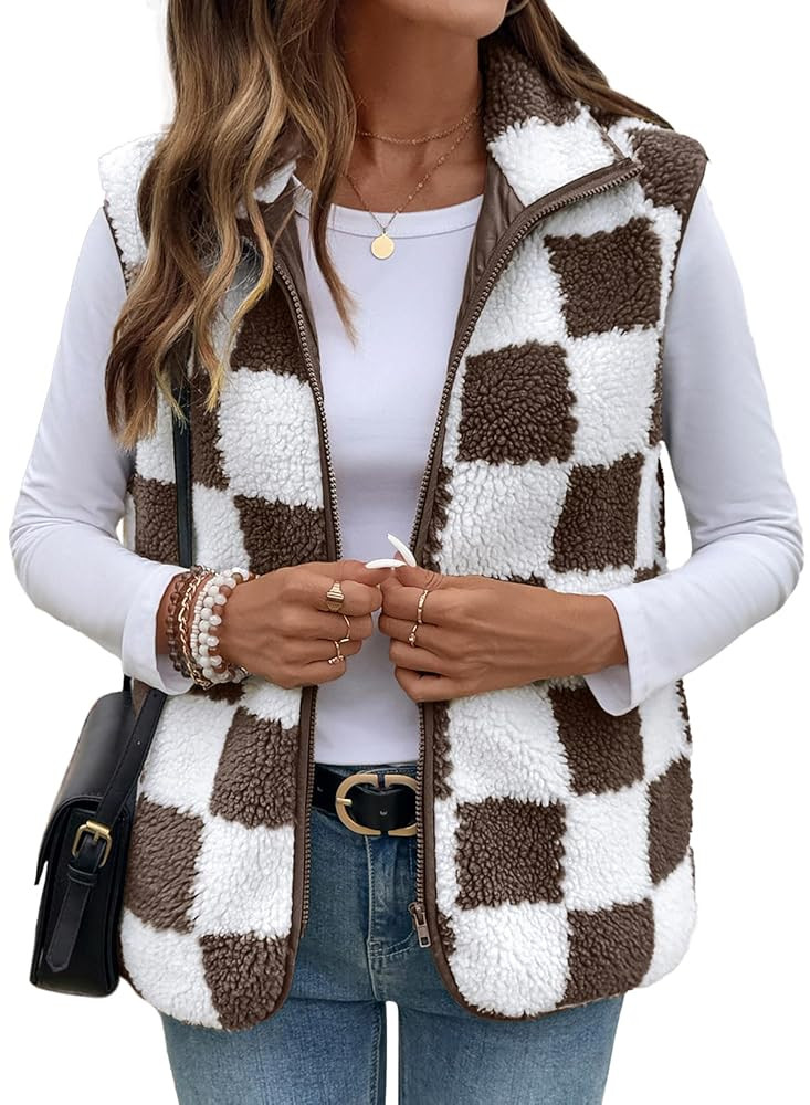 SHEWIN Womens Fleece Vest Casual Sleeveless Jacket Lightweight Outerwear Vests with Pockets Women... | Amazon (US)