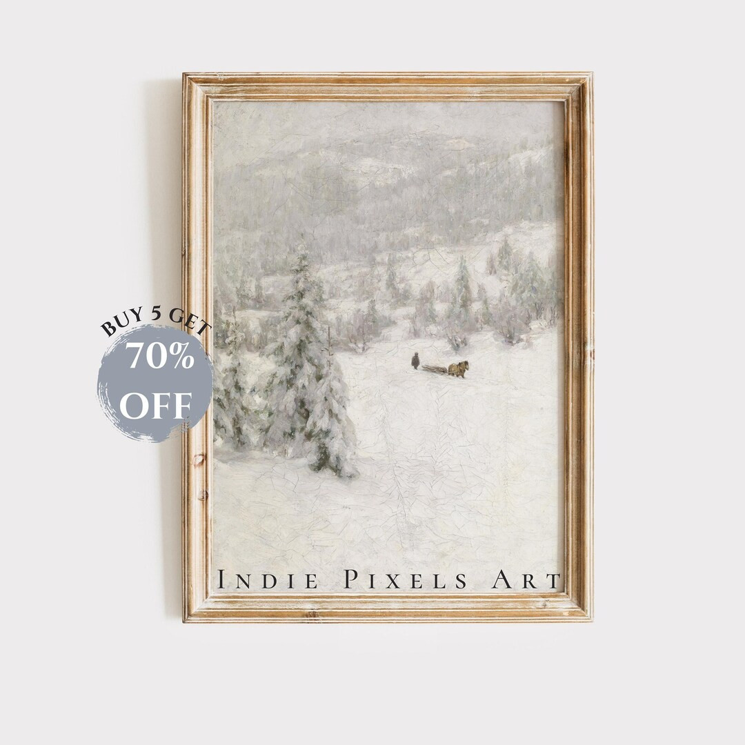 Snowy Winter Landscape Print Vintage Fine Art Vintage - Etsy | Etsy (US)