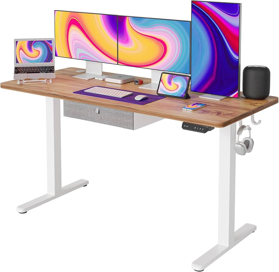 FEZIBO 63 x 24 Inches Standing Desk with Drawer, Adjustable Height Electric Stand up Desk, Sit St... | Amazon (US)