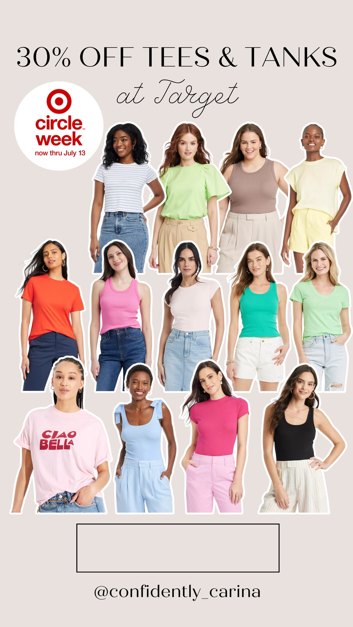 30% off tees and tanks for Target Circle Week! So perfect for basics and to create summer outfits☀️

Target Circle Week, outfit inspo, summer outfit inspo, midsize outfits, Target fashion, midsize fashion

#LTKMidsize #LTKSaleAlert #LTKSummerSales