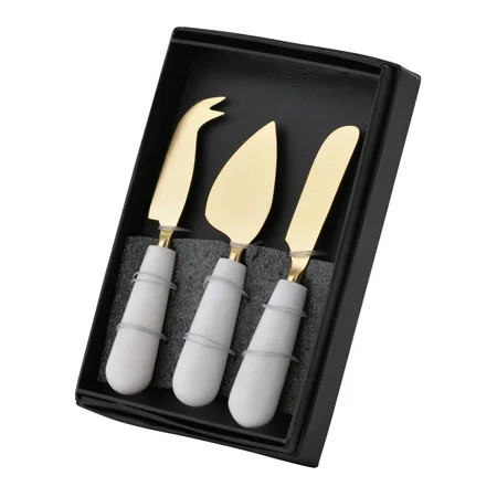 Banswara Cheese Knives - White, Gold - Set of Three | Walmart (US)
