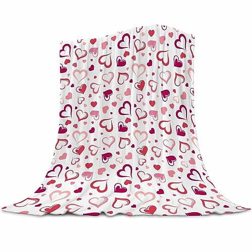Valentine's Day Throw Blanket for Girls- Pink Love Hearts Flannel Blanket Mother's Day Blanket Soft, Cozy, Comfy Plush Throw for Sofa Couch Bed Thanksgiving Gifts 50"x60" | Amazon (US)