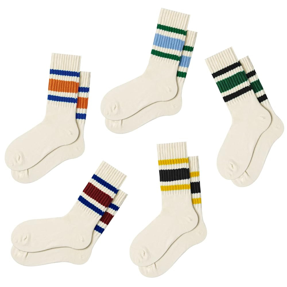 Fun Novelty Retro Striped Crew Socks For Women Sporty Calf Casual Cotton Tube Socks Women | Amazon (US)