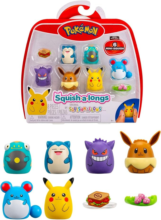 Squish-a-longs Pokémon Mini-Squish 6-Pack (Gengar, Pikachu, Snorlax, Eevee, Bellibolt, Marill) (... | Amazon (US)