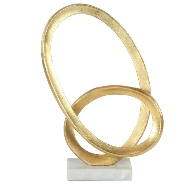 Sculpture Modern Reflections Abstract Loop 12 x 4 x 17 Inch Gold Aluminum 1 Piece | Riverbend Home