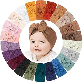 Jesries 22 PCS Baby Headbands Soft Nylon Hairbands with Bows Girls Hair Accessories for Newborn I... | Amazon (US)