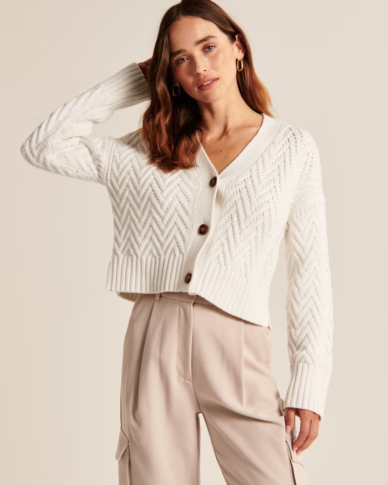 Women's Herringbone Stitch Cardigan | Women's Tops | Abercrombie.com | Abercrombie & Fitch (US)