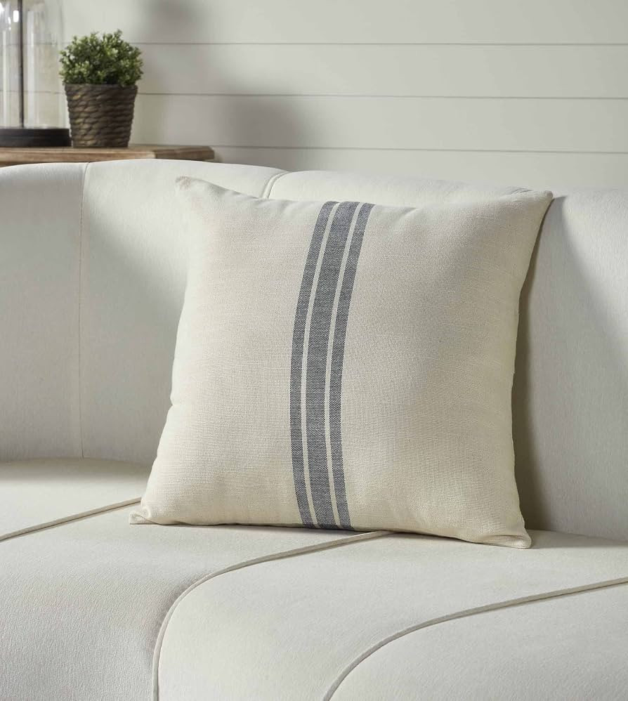 PIPER CLASSICS Market Place Gray Grain Sack Ticking Stripe Pillow Cover, 20in x 20in, Farmhouse D... | Amazon (US)