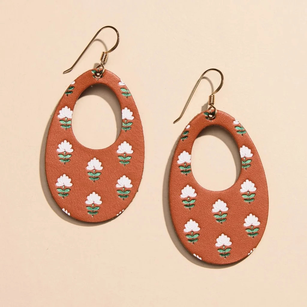 Terracotta Wallflower Basic Olivia Leather Hoop Earrings | Nickel and Suede