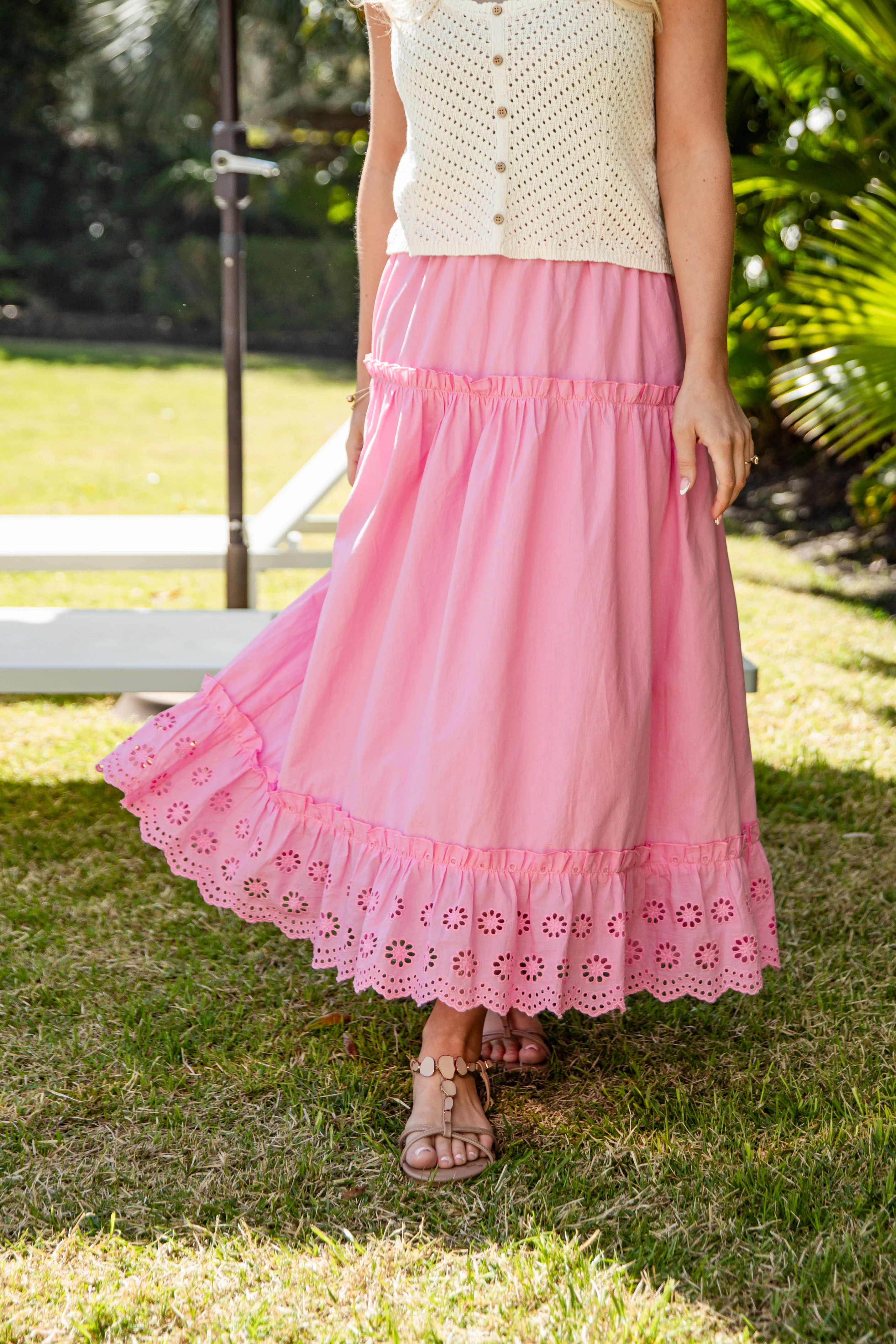Hilltop Hour Eyelet Maxi Skirt | Trendy Women's Skirts | ShopDressUp | Dress Up