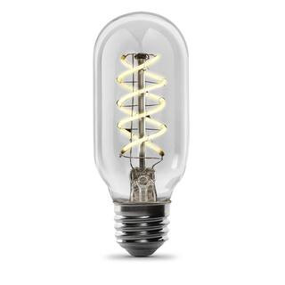 40-Watt Equivalent T14 Dimmable Spiral Filament Clear Glass E26 Vintage Edison LED Light Bulb, Warm White | The Home Depot